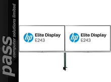Load image into Gallery viewer, Dual (2x) 24" HP EliteDisplay E243 IPS LED Backlit LCD Monitors + Dual Mount! All Brand New